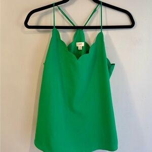 J. Crew Vibrant Green Scalloped Camisole